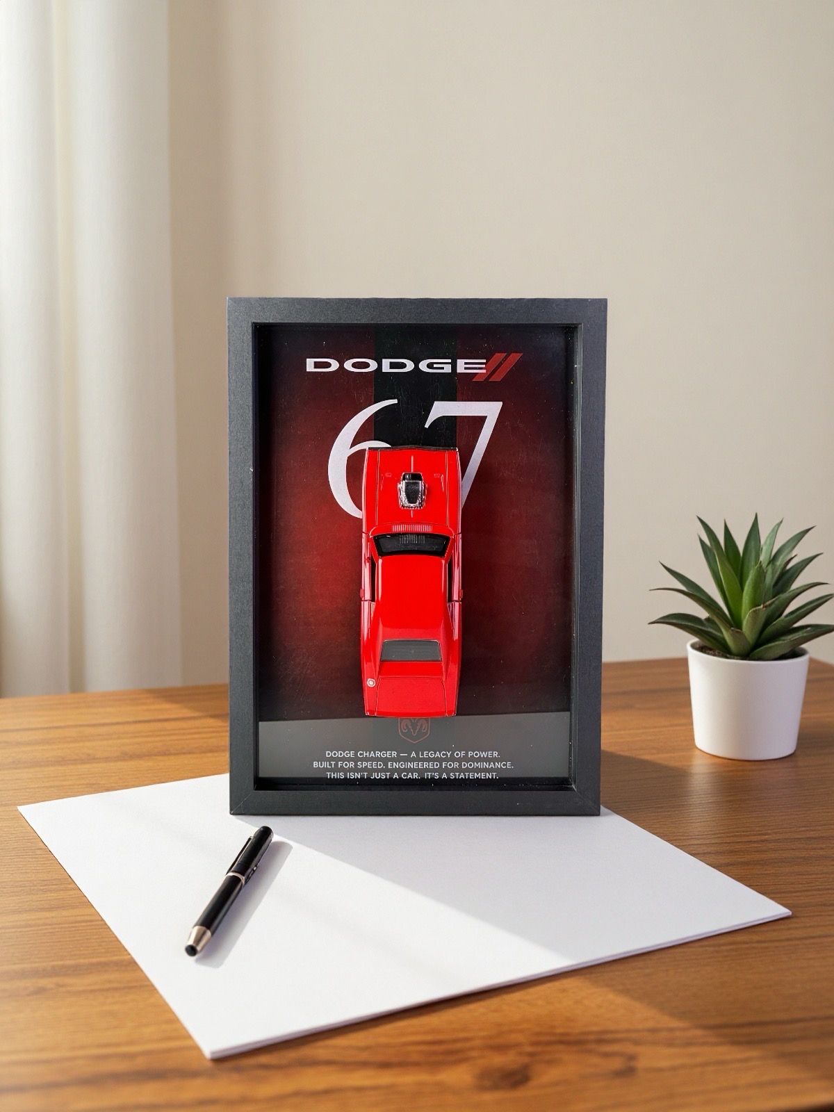 A4 Premium Box 3D Frame | Dodge Challenger | Red - Default | Toypot